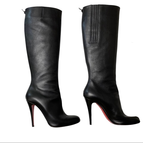 Christian Louboutin Alta Ariella Black Leather Knee High Boots 41 - Picture 5 of 16